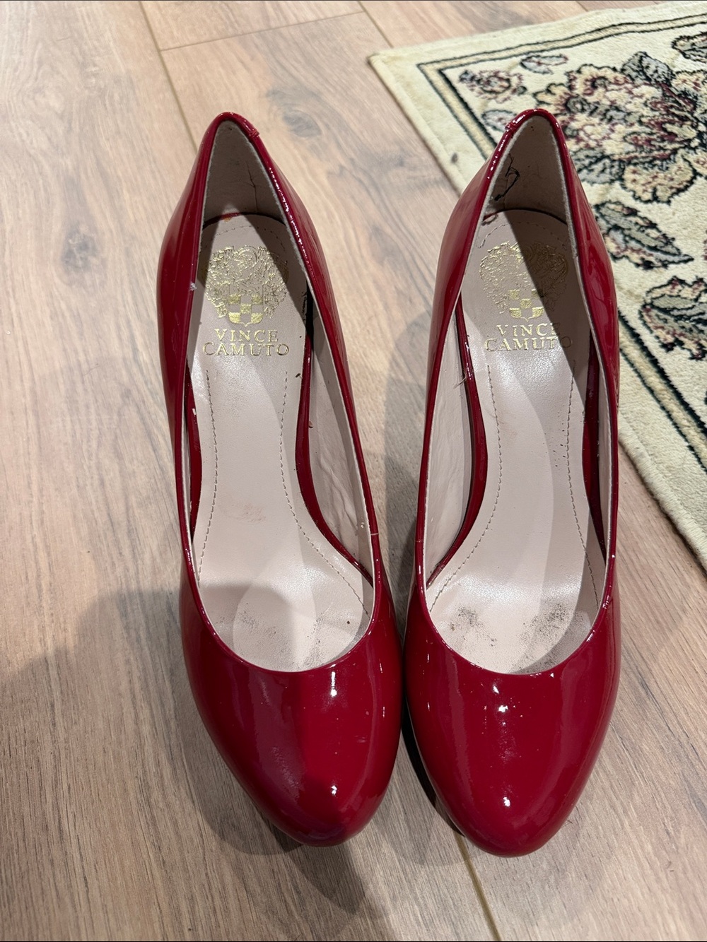 Vince Camuto Glossy Cherry Red Patent Pointed-Toe Pumps